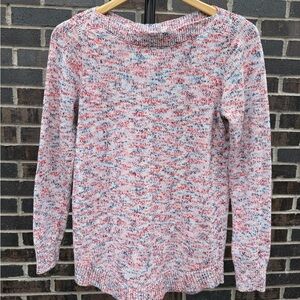 LOFT Pink and Blue Knit Marled Knit Sweater